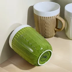 Ceramic Wool Woven Ceramic Water Cup Good-looking Mug Fresh Woolen Yarn Water Cup High Temperature Resistant Coffee Cup