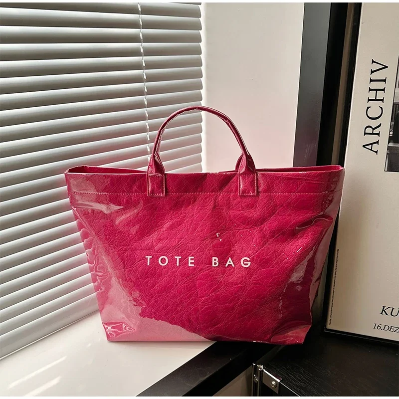 Dupont Letter Design PVC-Einkaufstasche, vielseitige bunte Handtasche, minimalistische, langlebige Einkaufstasche, große Kapazität, Reisetasche für Damen – Detail 16
