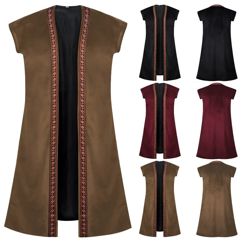 2026 new style European pirate medieval long-sleeved embroidered vest clothing for Halloween and Renaissance period