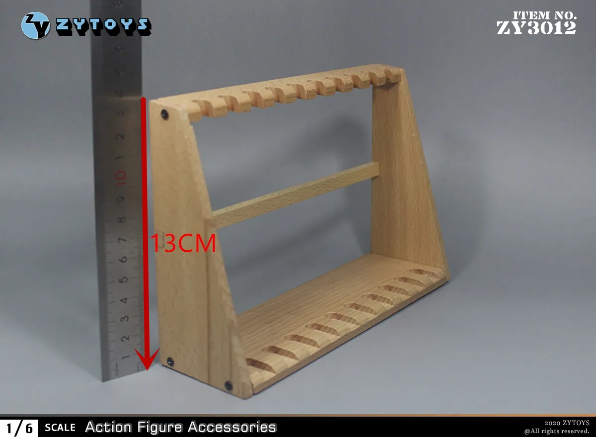 ZY3012 1/6 مقياس خشبي بندقية رف عرض موقف 13 سنتيمتر لتقوم بها بنفسك الجمعية مع مسامير لنماذج شخصيات العمل العسكري 12 بوصة #2