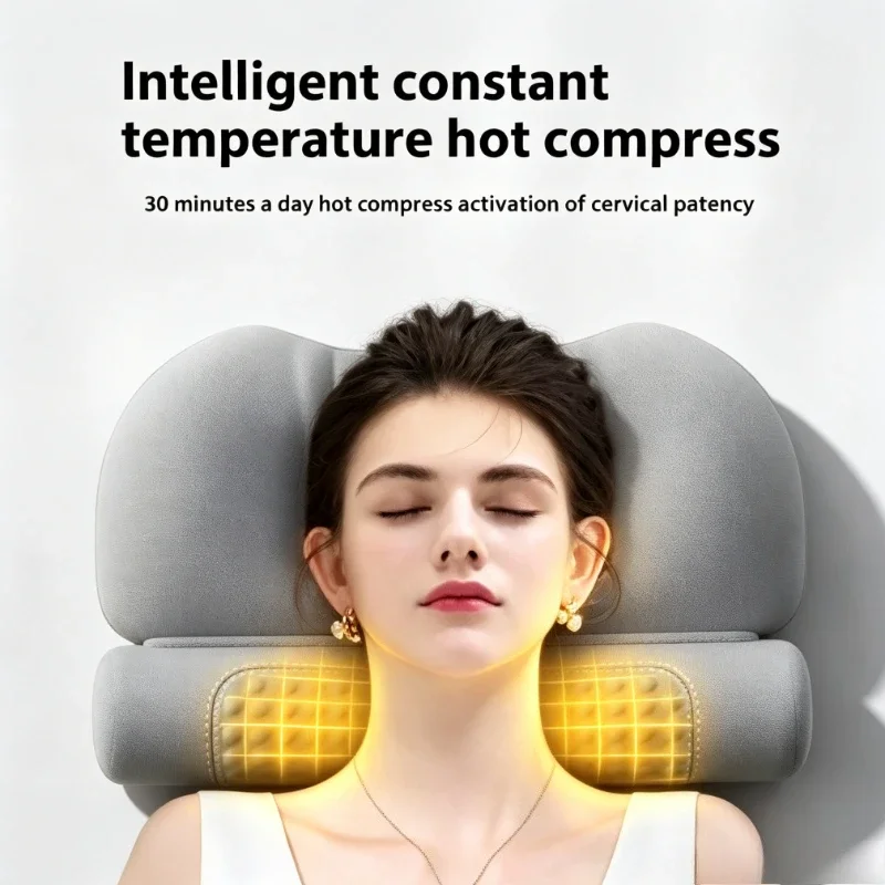 Upgraded Version Popular Wormwood Hot Compress Cervical Pillow for Heating & Cylinder Protecting Cervical Spine and Aiding Sleep
