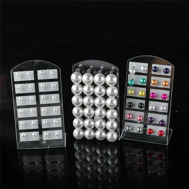 12Pairs Colorful White Imitation Pearl Stud Earrings For Women Ear Jewelry Round Ball Earring 4 6 8 10 12mm