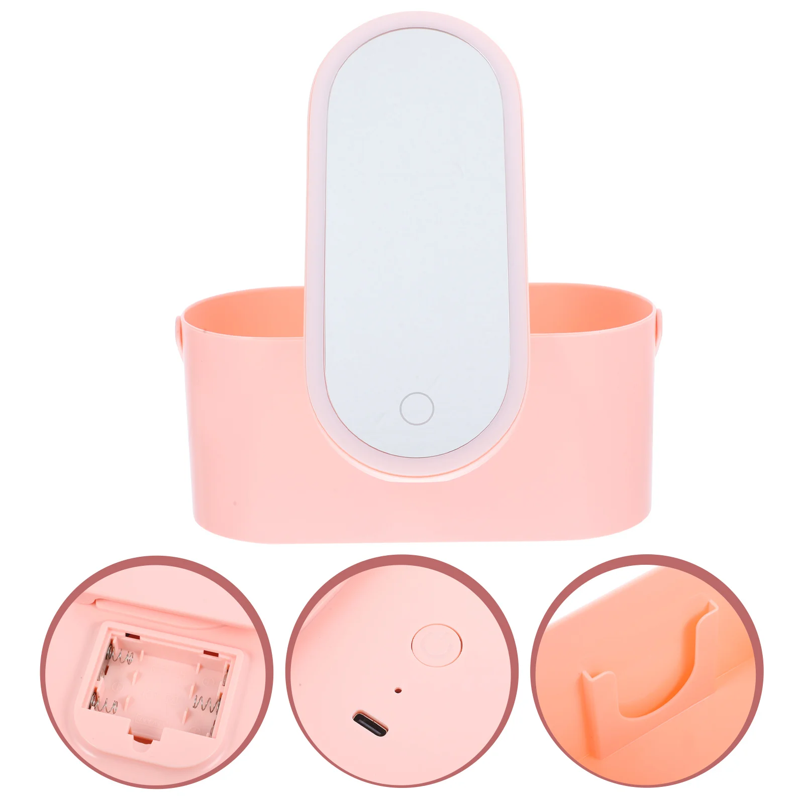 Cosmetics Organizer Makeup Storage Box Premium ABS Material High Definition Mirror Rotatable Stand Portable Multifunctional