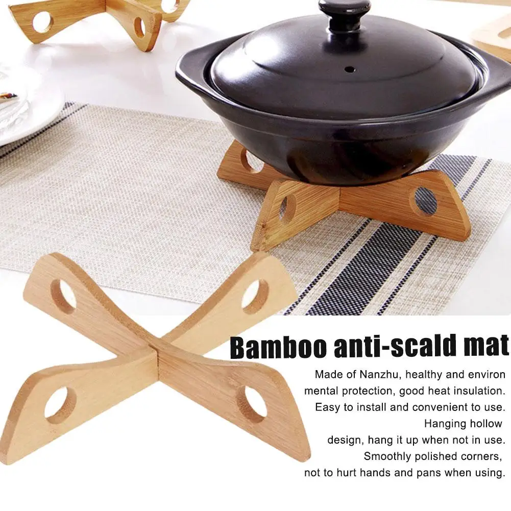 

Heat Resistant Mat Anti-scald Pot Holder Bowl Pad Crossbody Detachable Protection Table Pot Bamboo Hanging Mat Kitchen W2W9