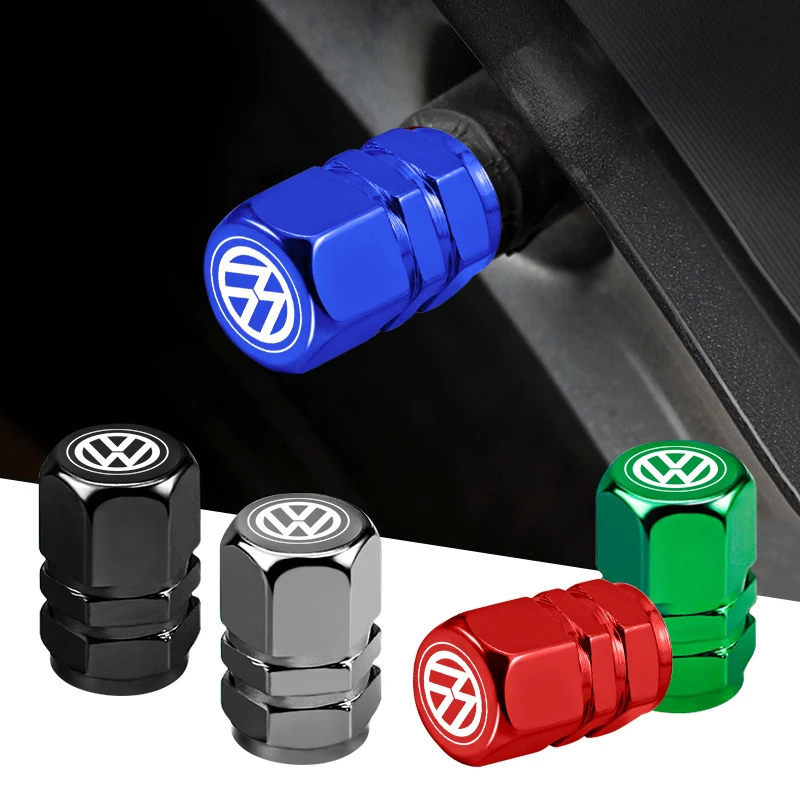 Car Wheel Tire Valve Caps Tyre Stem Covers Airdust Waterproof For VW GTI Polo Golf Passat Scirocco Tiguan Jetta T-ROC Touareg