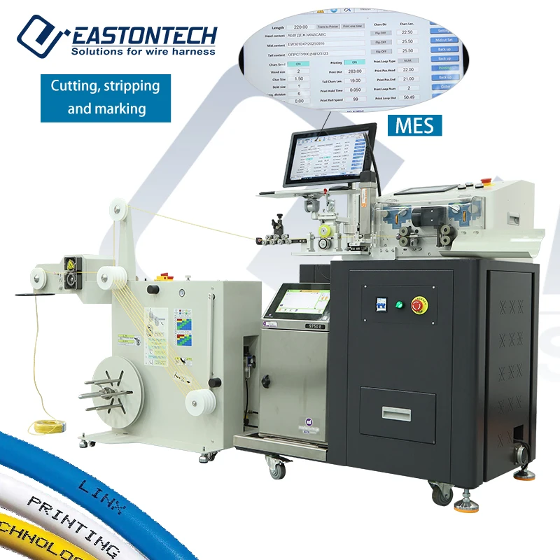 EASTONTECH EW-3010+ 30-12 AWG 6mm2 Wire Cutting Stripping Marking Machine Ink Printing Cabling Smart Computer Control High