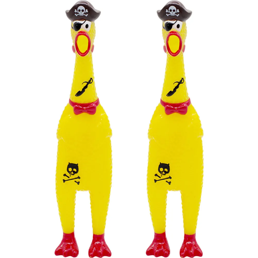 

2 Pcs Kids Chicken Funny Screaming Toys for Children's Novelty Hand Held TPR Prank Annoying Chewing