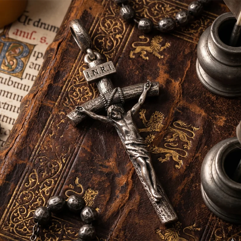 Buy 4 Get 1 Free 59x23mm 7.22g Jesus Christ Crucifixion Wooden Catholic Cross Mens Present Silver Pendant Prevent Allergy