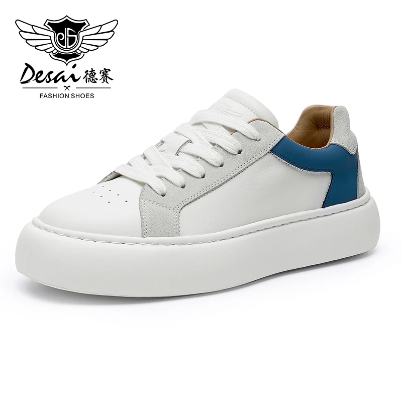 DESAI Men Casual Shoes Genuine Leather Male Sneakers Summer Breathable 2023 Shock Absorption Outsole Soft