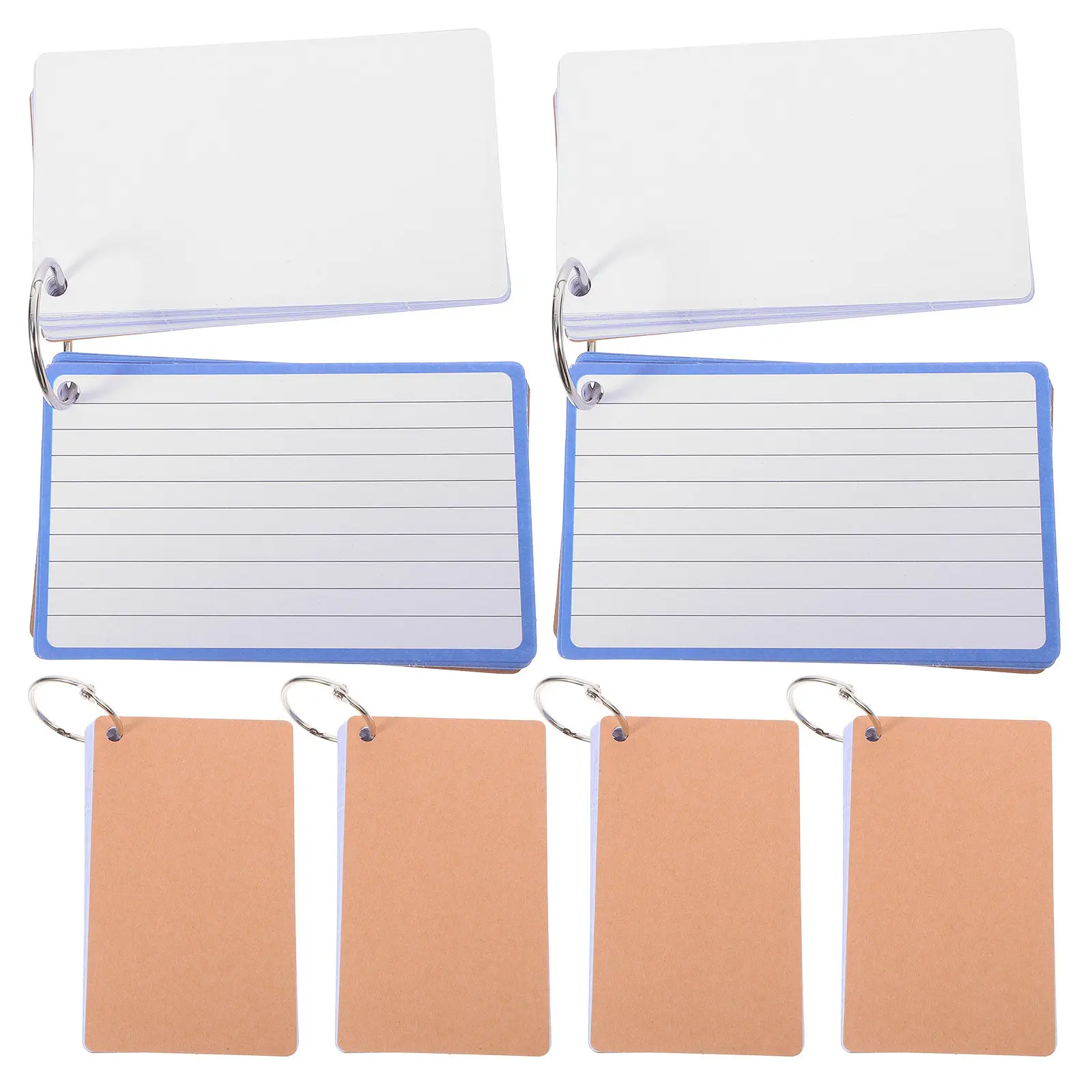 

6Pcs Ruled Index Cards with Metal Rings Lined Flash Cards for Study Memory Training DIY Note Taking Learning Tools School