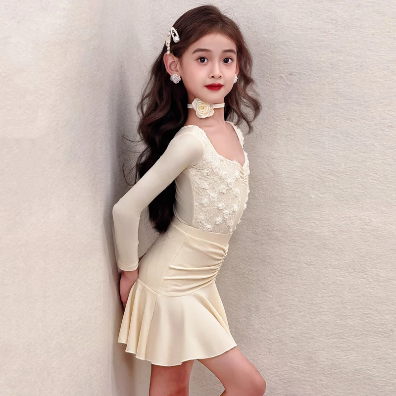 Children's Latin Dance Performance Dance Training Suit for Girls and Children's Dance Practice Performance Costume