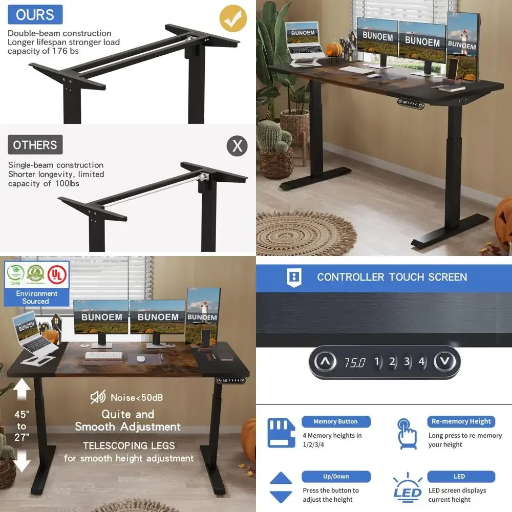 

Эргономичный регулируемый стол, настольный конвертер 63 x 30 дюймов для домашнего офиса, доска для сращивания в комплекте