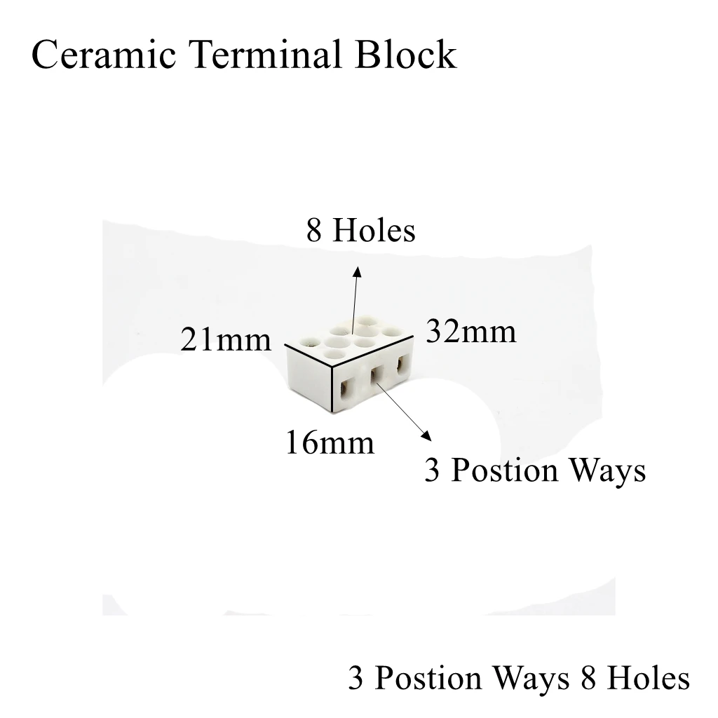 Ceramic Wiring Terminal Block 3 Postion Way 8 Hole High Temperature Frequency Porcelain Dual Multi Row Electric Cable Connector