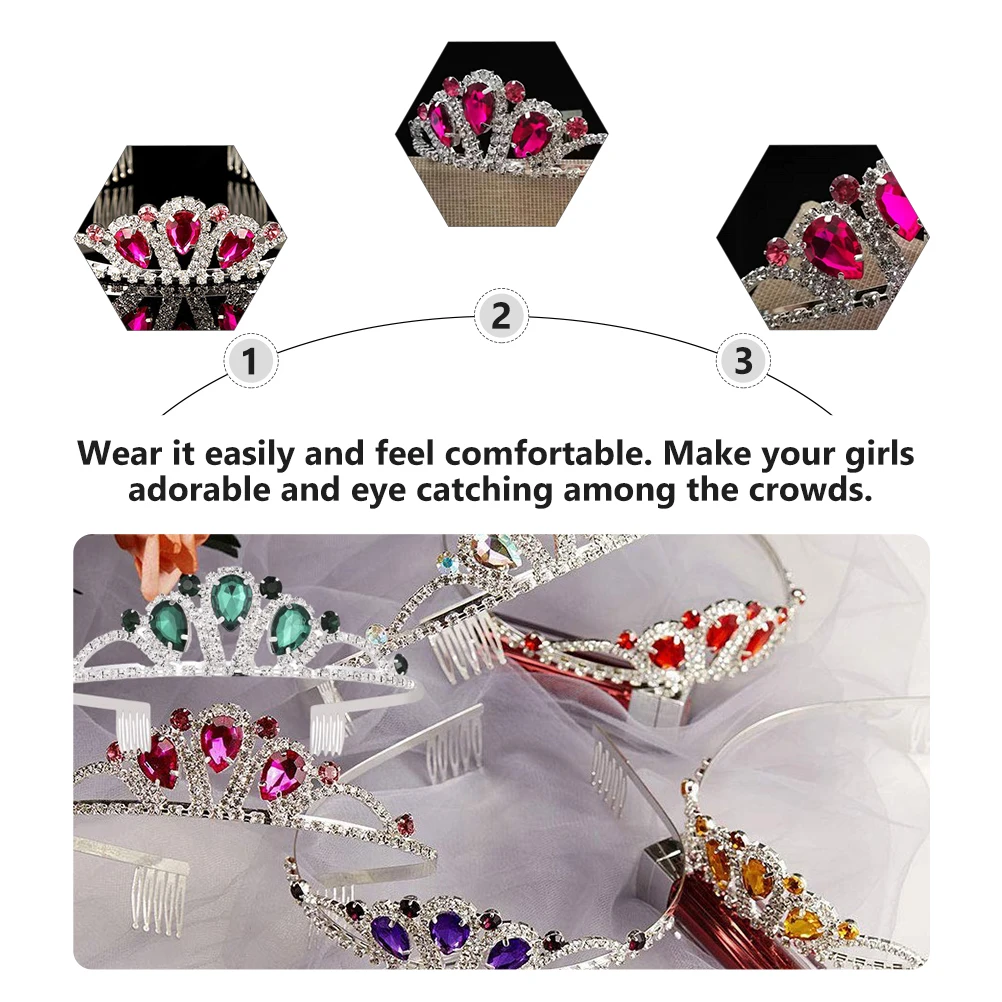 

Colorful Crown Headb Rhinestones Hair Accessories Birthday Tiara Wedding Headdress Kids Girls Party Photography Carnivals Adult