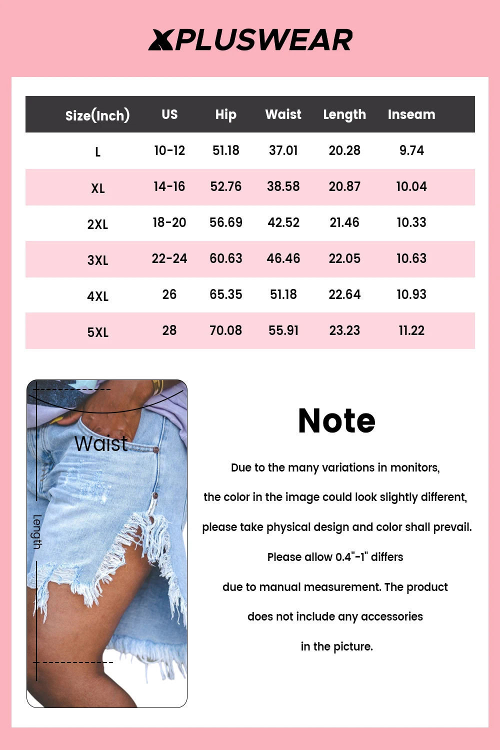 Plus Size Daily Light Blue Split Distressed Denim Shorts