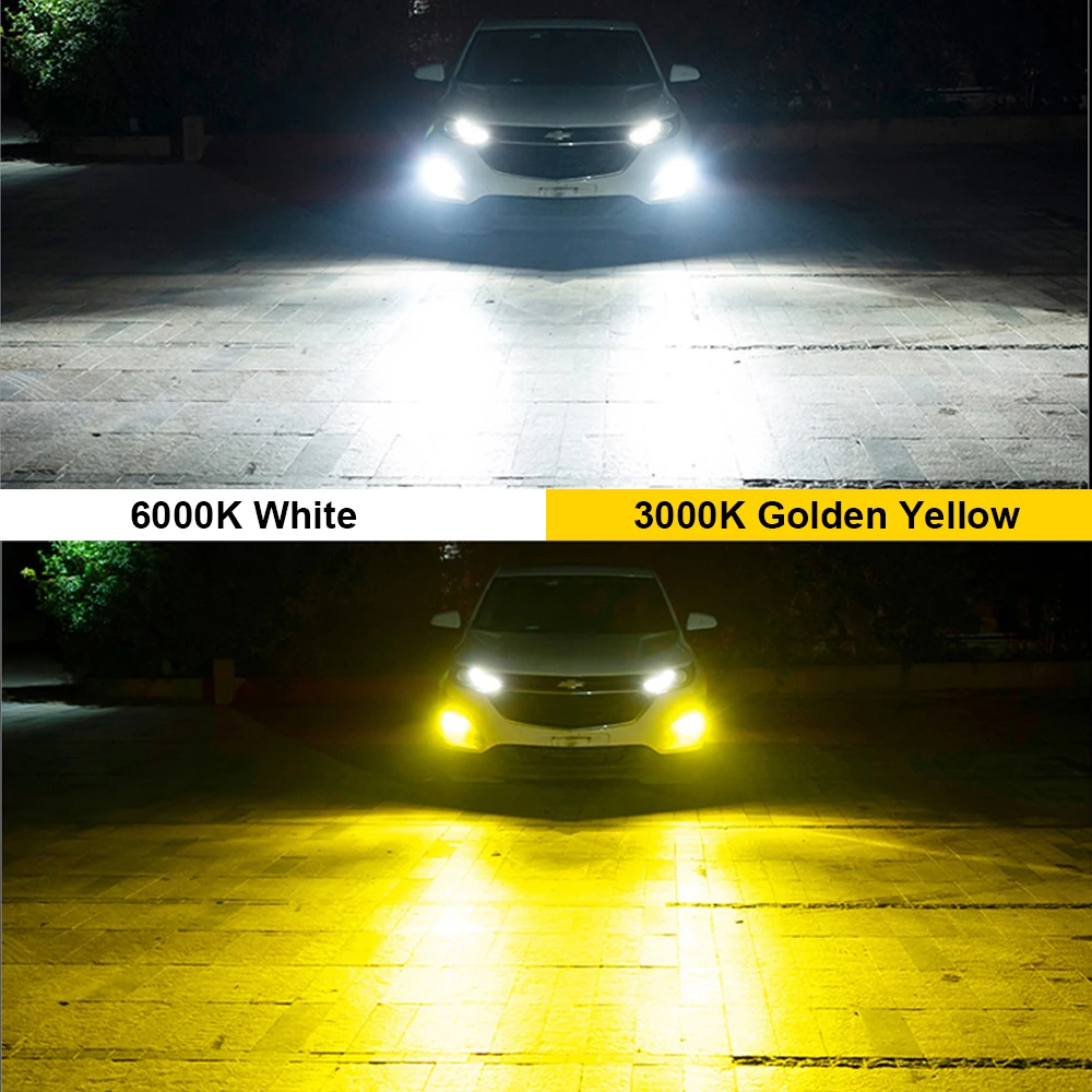 BMTxms-Lâmpadas de nevoeiro LED para carro, condução automática, luzes de circulação, lâmpada DRL, 12V, 6000K, branco, 3000K, amarelo, 2PCs, 5202, H16, UE, PSX24W