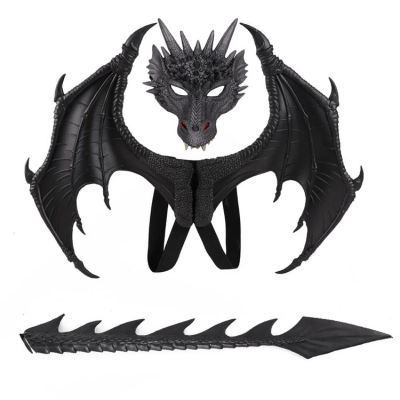 Ensemble d'accessoires de cosplay, ailes de dragon, masque de queue, accessoires de performance sur scène, Halloween, décoration de fête pour enfants