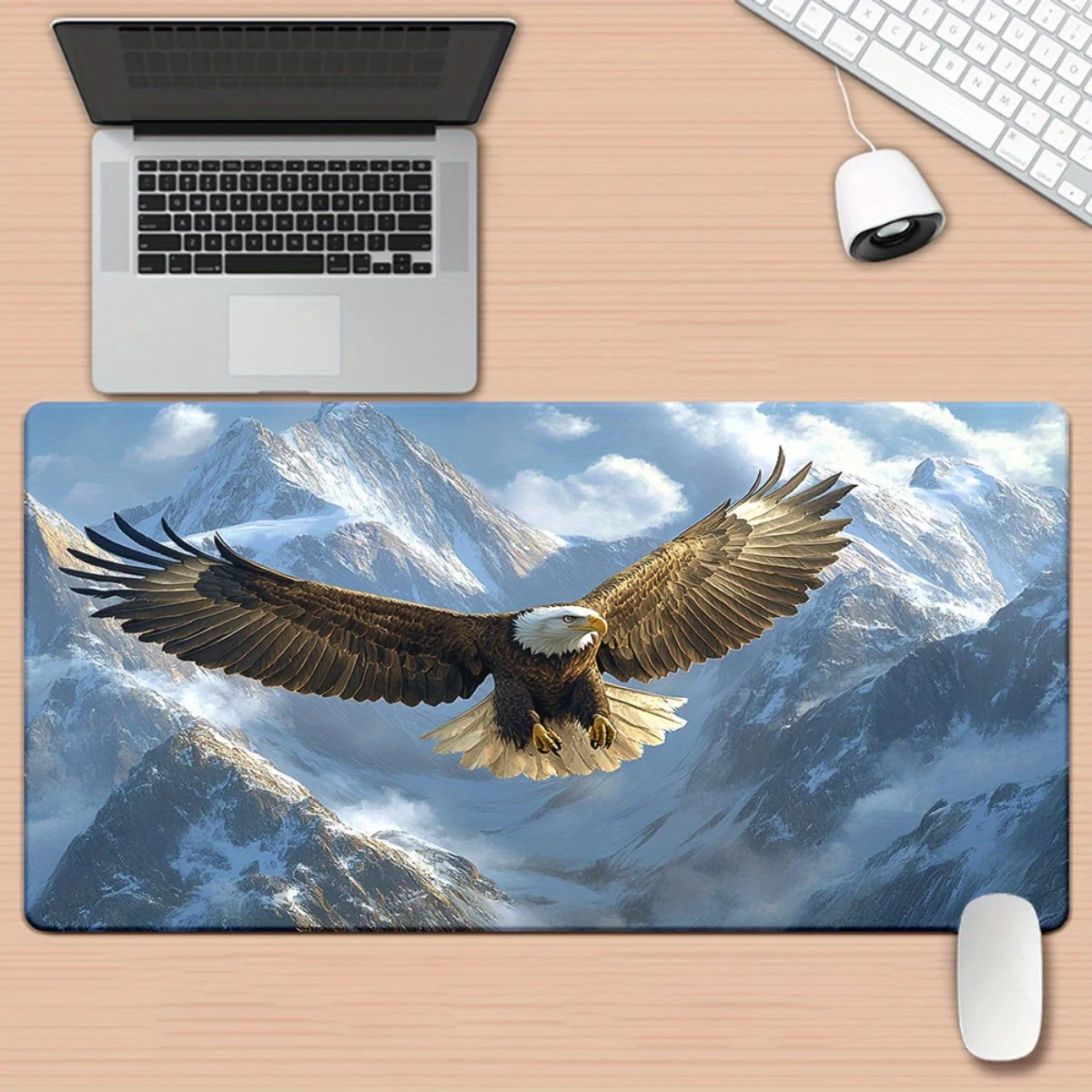 

Eagle Soaring Over Mountains printed desk mat, oversized mouse pad, computer keyboard, gaming, office high-quality carpet