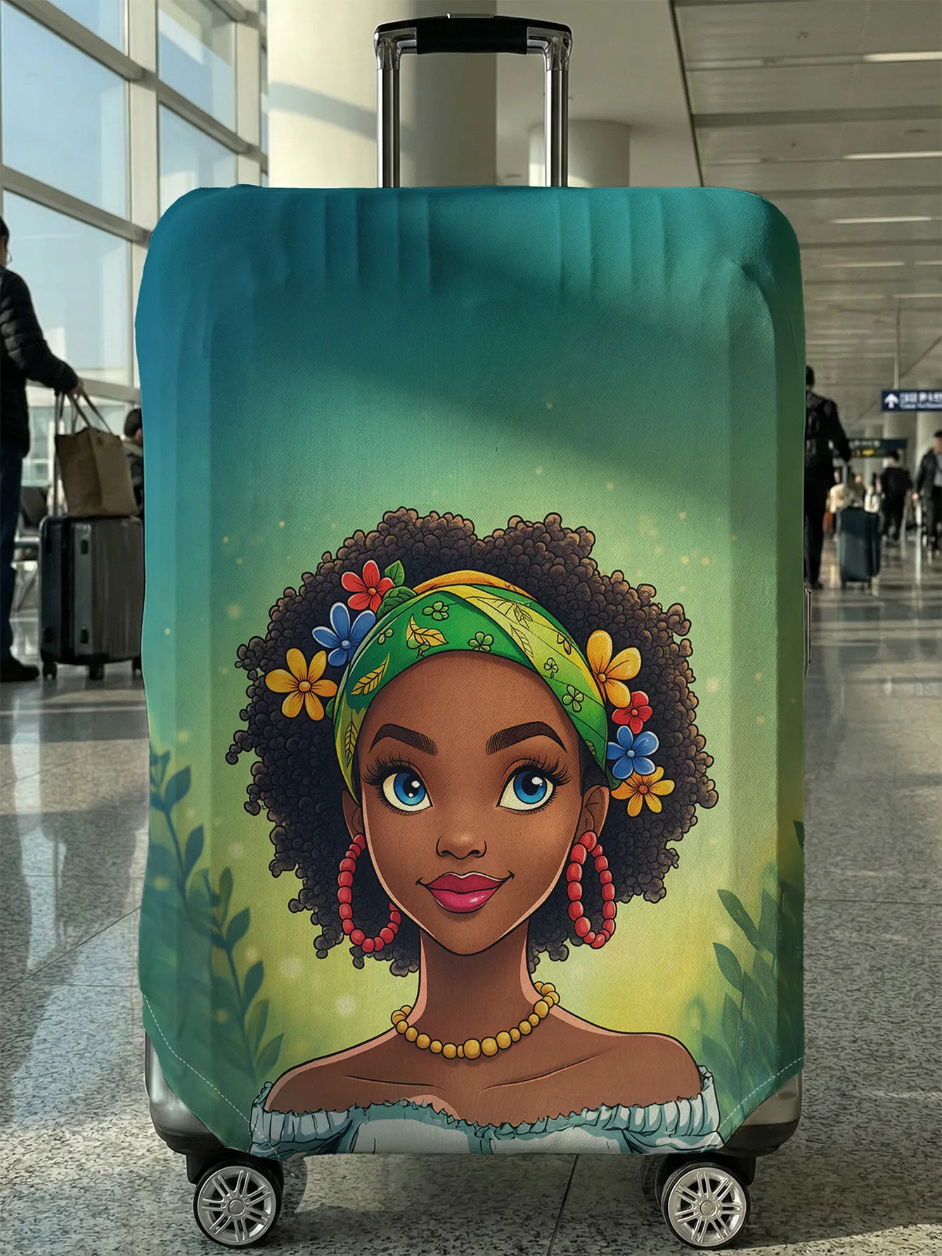 

African Style Woman Illustration Print Luggage Cover, Suitable for 18-32 Inch Luggage Cover, Luggage Handle Glove, Travel Access