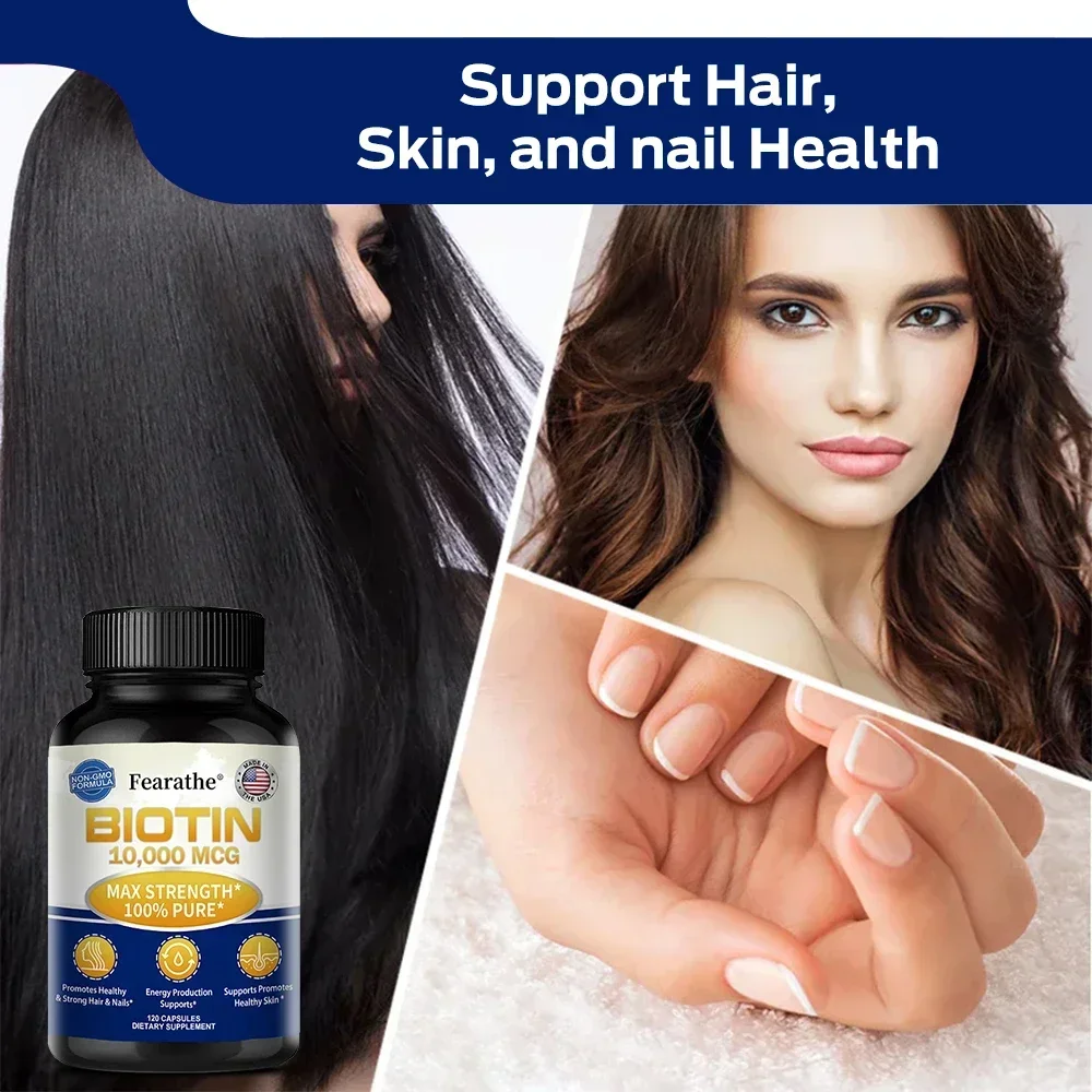 Biotin 10,000 Mcg - Energy, Metabolism, Promotes Skin, Nails and Hair Health, Ultra High Potency, Non-GMO, Vegan, Gluten-Free