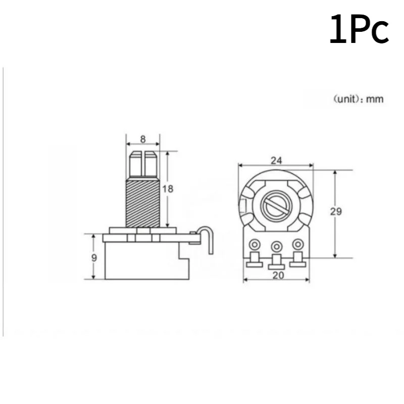 1Pc Guitar Potentiometer Pot Low Torque And Low Noise Smooth Feel Brass Shaft A500K A250K B250K B500K.