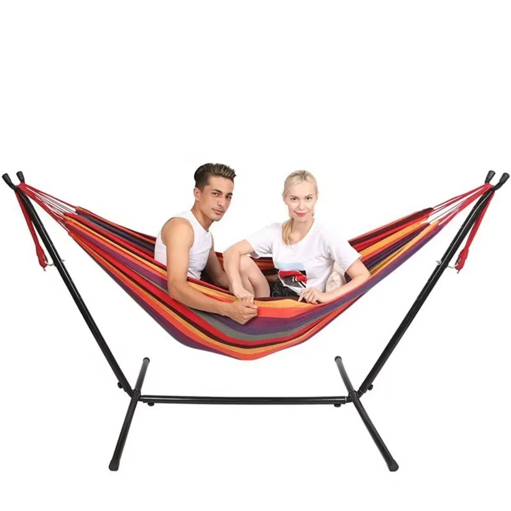 Canvas Outdoor Camping Portable Single Hammock Stand Indoor Home-use Iron Frame with 200kg Capacity for Children