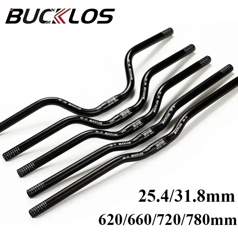 BUCKLOS MTB Mountain Swallow Aluminum Alloy Bike Handlebar Clamp Diameter 31.8mm/25.4mm Bicycle Riser Handle 620/660/720/780mm