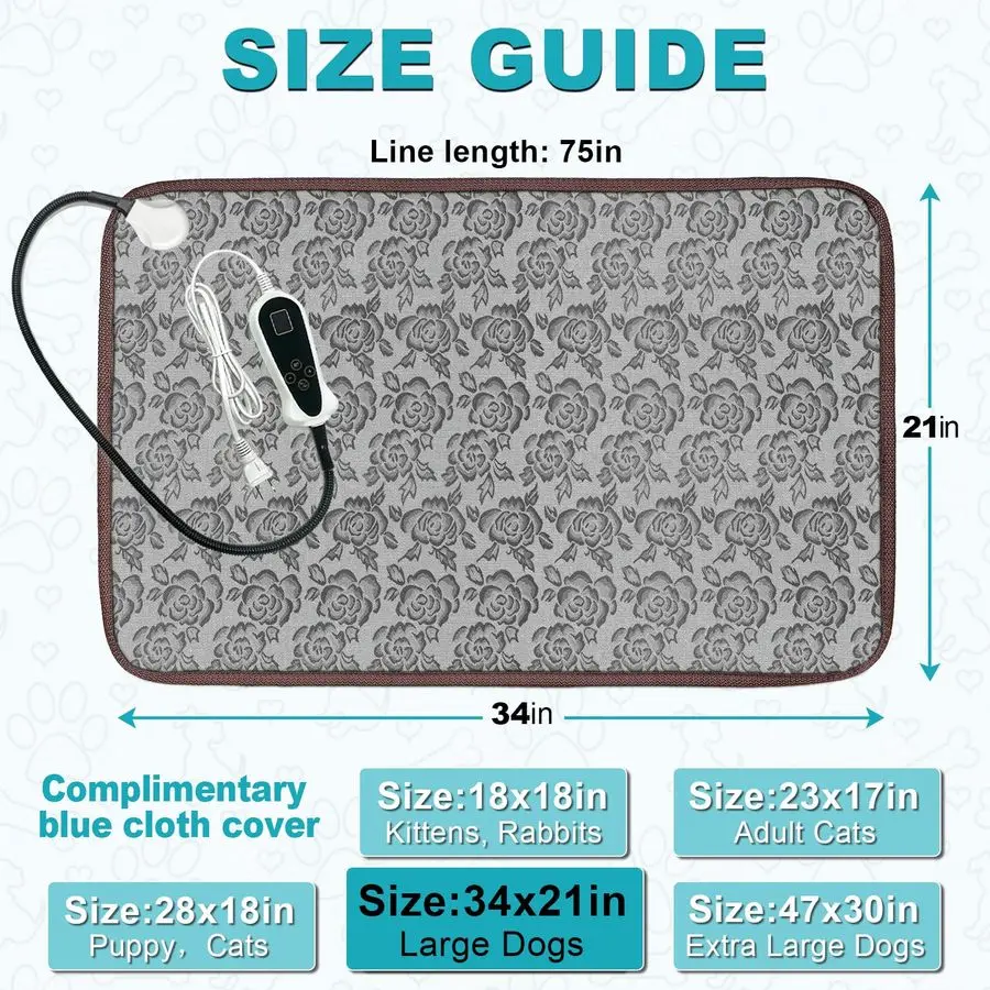 

Электрическая грелка для собак, водонепроницаемая, с таймером, умным термостатом и проводным управлением, для подогрева лежанок для собак