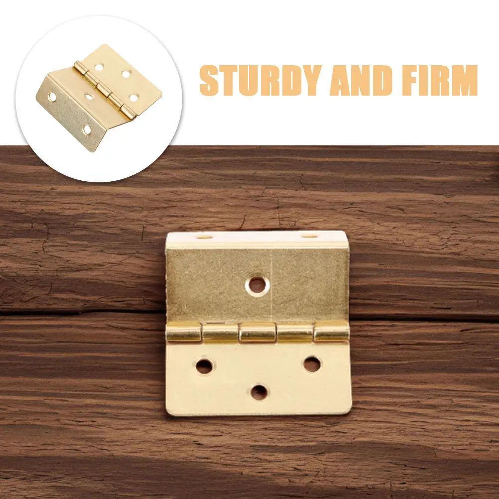 4Pcs Sturdy Iron Vintage Three Fold Hinge Right Angle Mounting Holes for Cabinet Doors Furniture Jewelry Boxes Wooden Chests