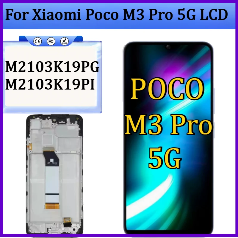 

New TFT Screen For Xiaomi Poco M3 Pro 5G LCD M2103K19PG M2103K19PI Display Touch Screen with Frame For Xiaomi Poco M3Pro 5G