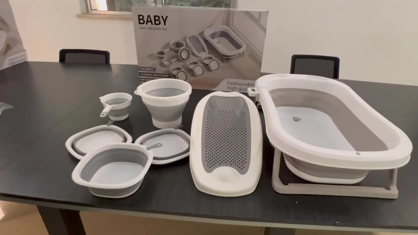 مجموعة حوض استحمام للأطفال مكونة من 4/7 قطع مع ميزان حرارة وحوض استحمام وحوض استحمام للأطفال الصغار من عمر 0 إلى 24 شهرًا #3