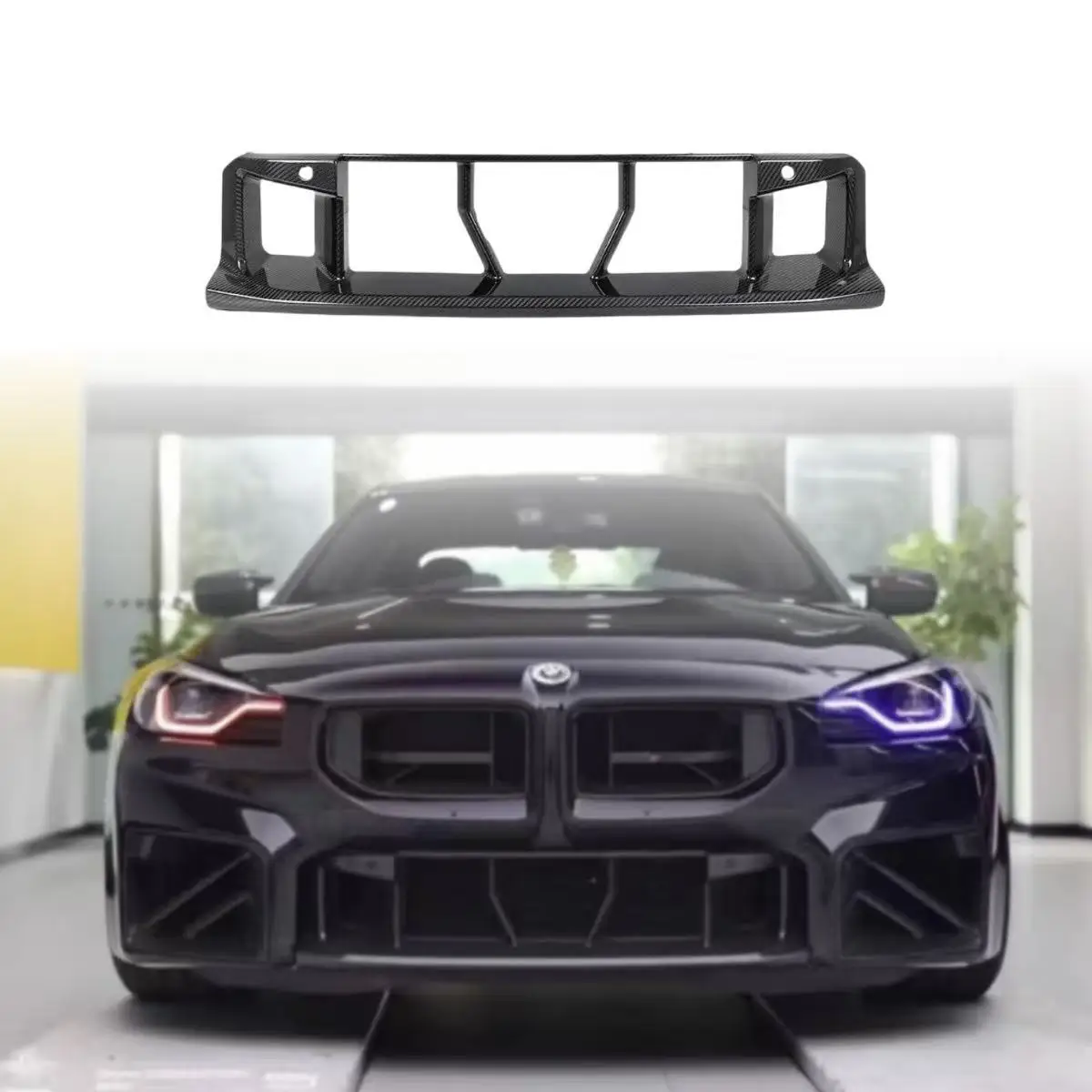 

Подходит для модификации и улучшения BMW 2 серии M2 G87 2022+ года выпуска: передний бампер и нижняя решетка из сухого карбона.