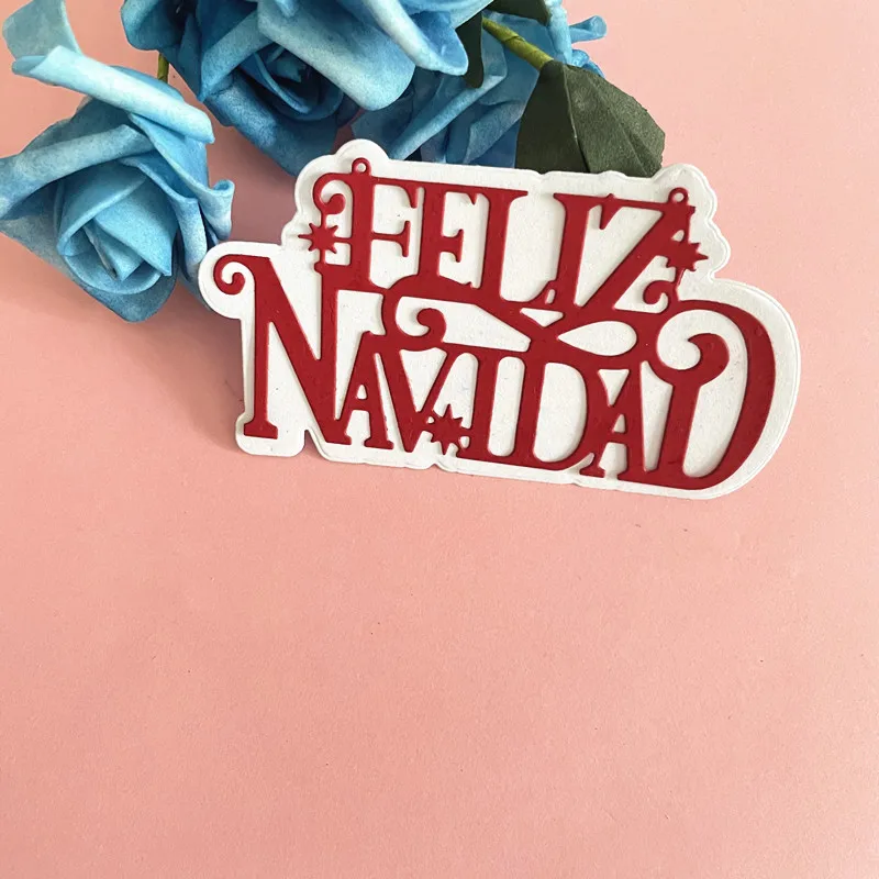 spanish word feliz navidad decoration die Metal Cutting Dies DIY Scrapbook Paper Cards Embossing Craft Die Cut handmade craft