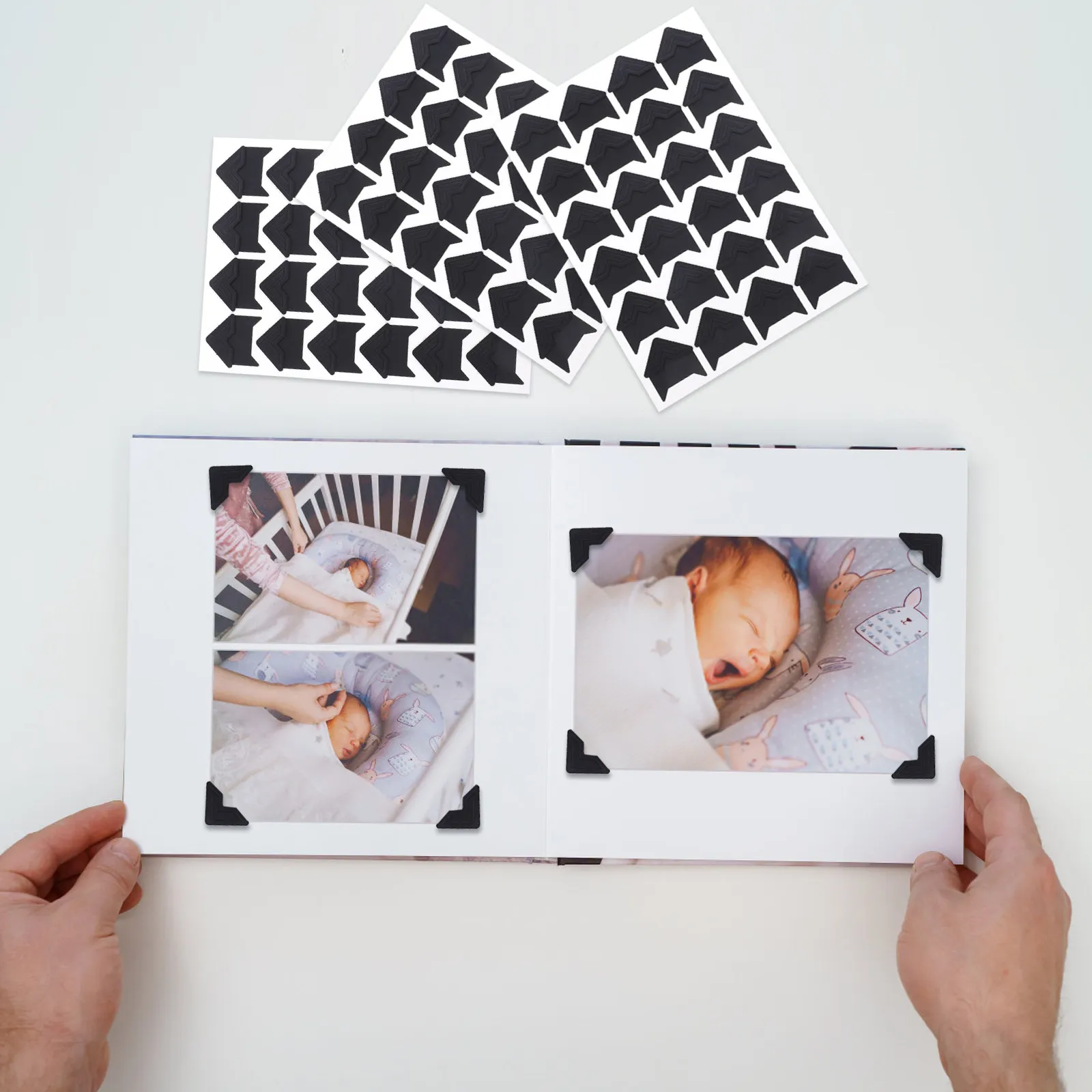 10Sheets Photo Corners Self Adhesive Scrapbook Corners Photo Corner Protectors for Journal Diary Organizer Album Crafting