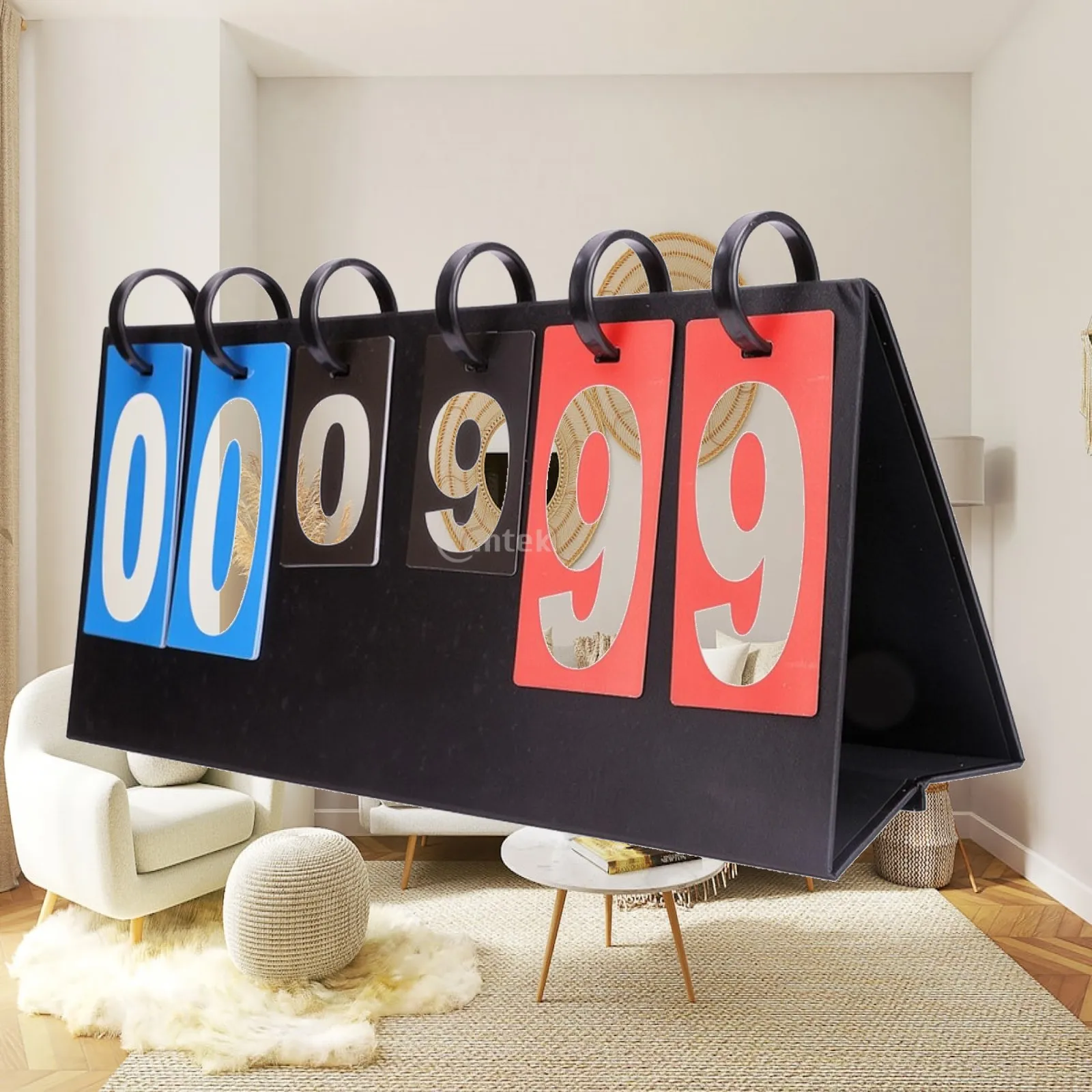 Scoreboard with Triangular Support Base Foldable Portable Tabletop Flip Scoreboard Multi-Sport Score Flipper Large Numbers