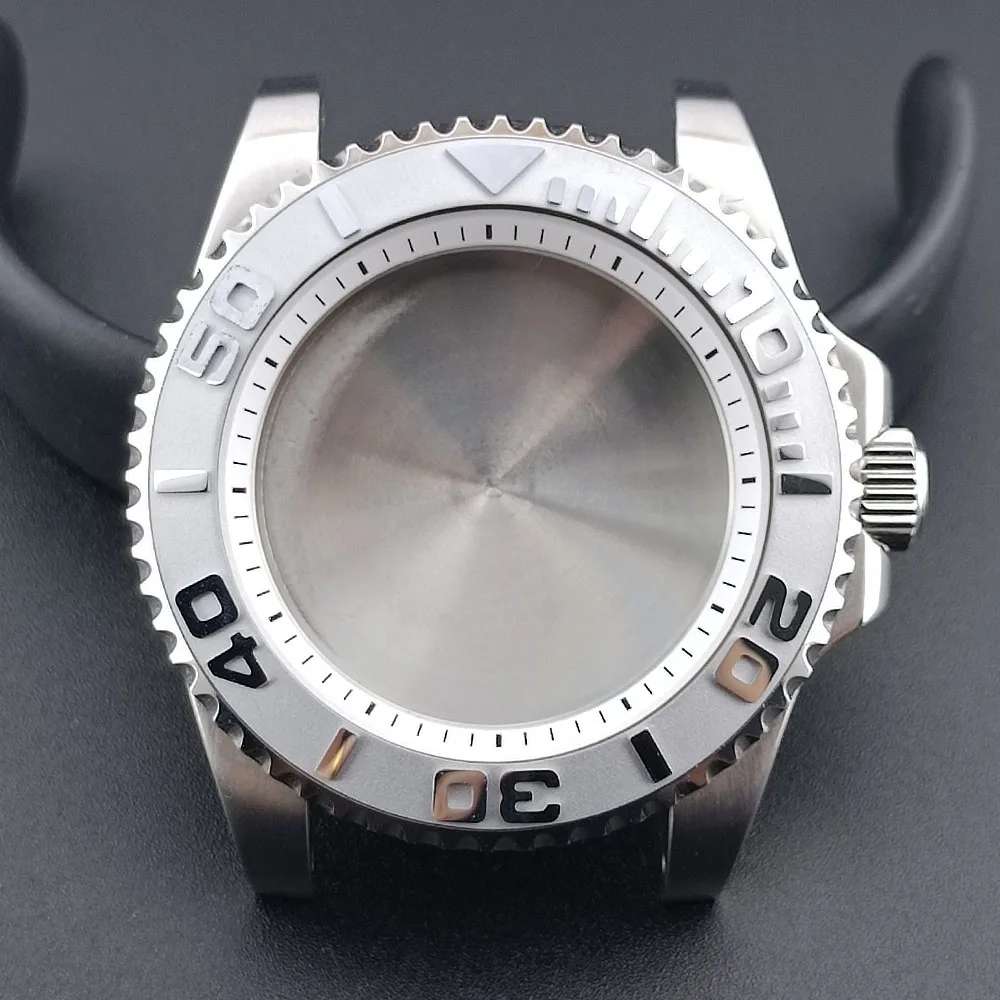 

High-quality 40.5mm Silvery/black GMT Have Chapter Ring Steel Case Fit NH34 NH35 NH36 Movement Case Sapphire Glass Watch Box