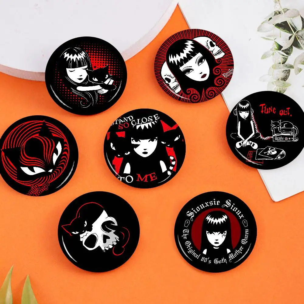 Anime Girl Emily The Strange Customizable Soft Button Pin For Women Creative Jewelry Funny Badge Cartoon Lover Hat