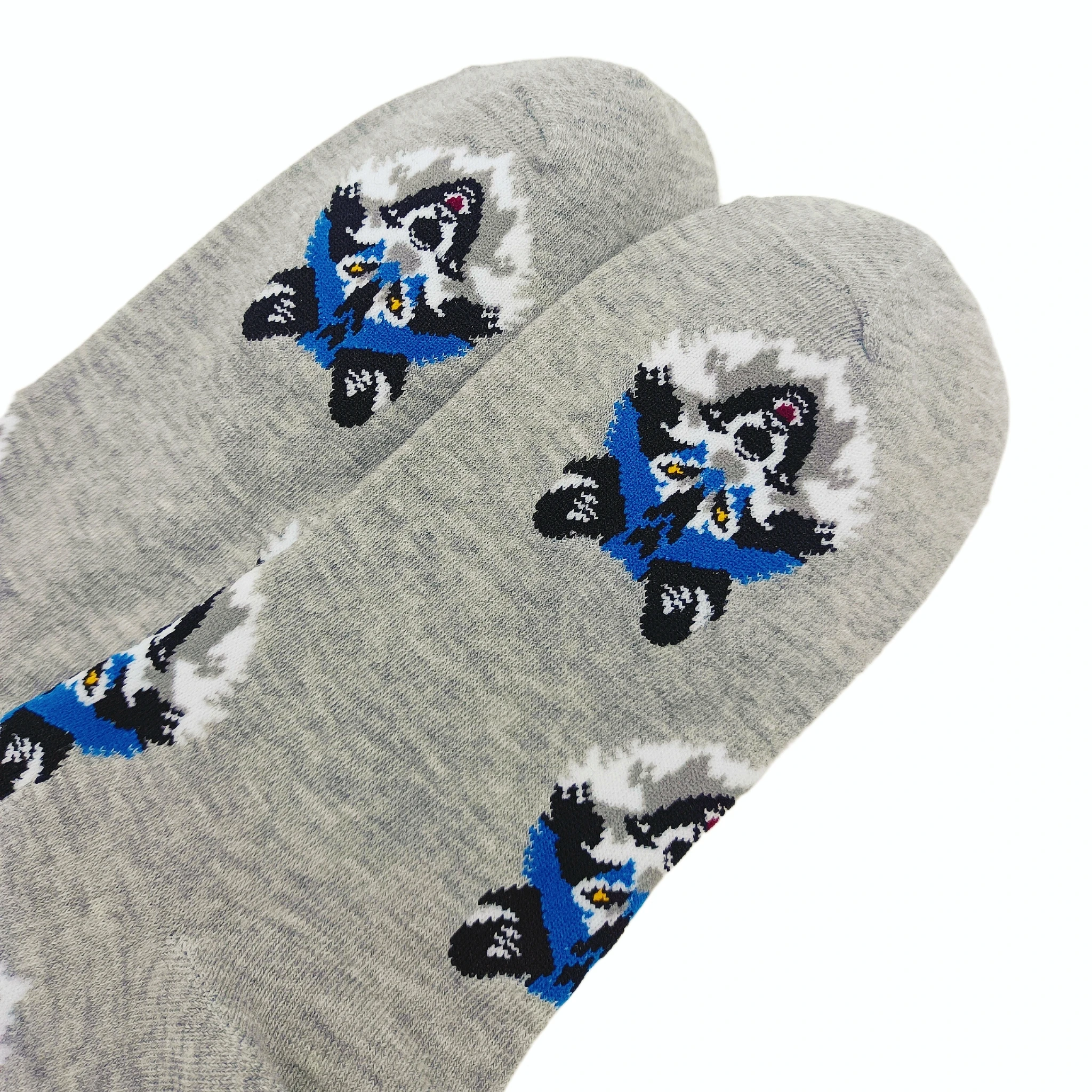 コットンウルフヘッドソックス、アニマルパターン、ミッドカーフ、スポーツスタイル、カジュアル、1ペア