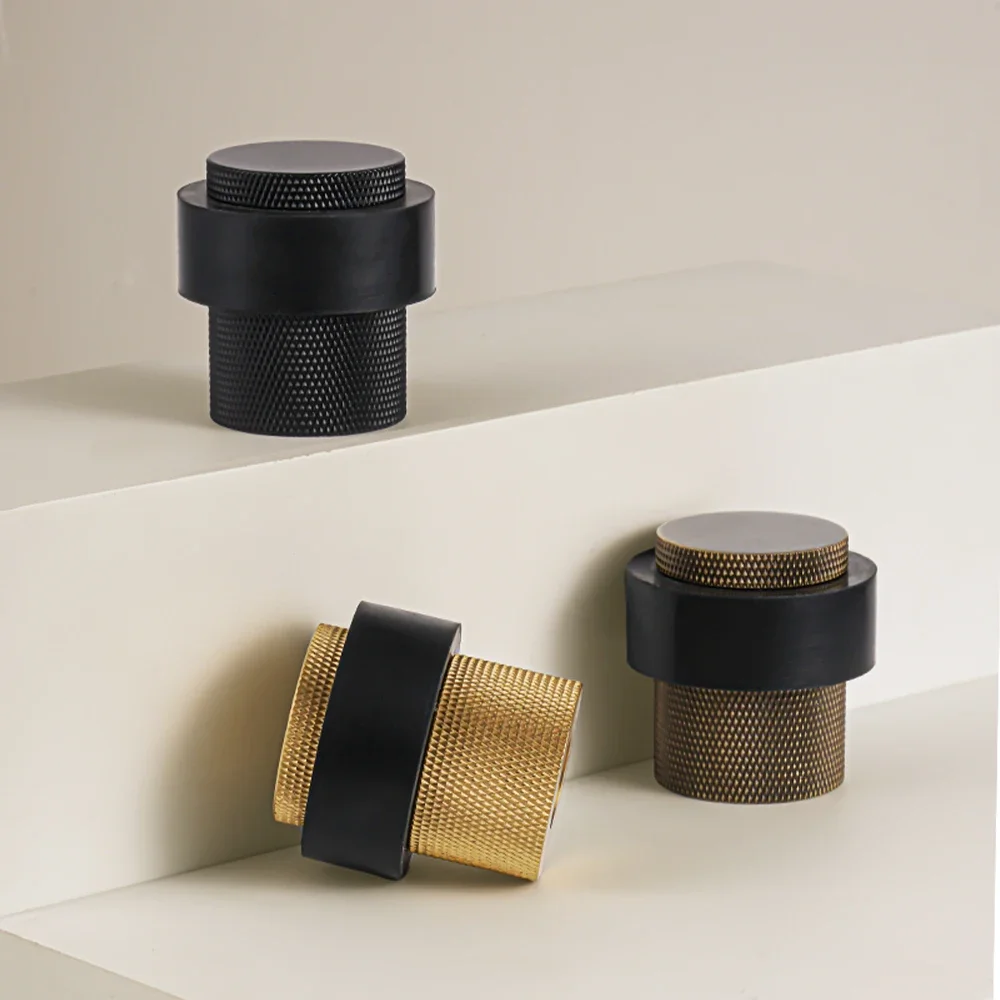 SAILANKA Messing-Türstopper, gerändelt, für Badezimmer, robust, Bodenmontage, Stoßstange, nicht magnetisch, Türhalter, Fang, Sicherheitsschutz