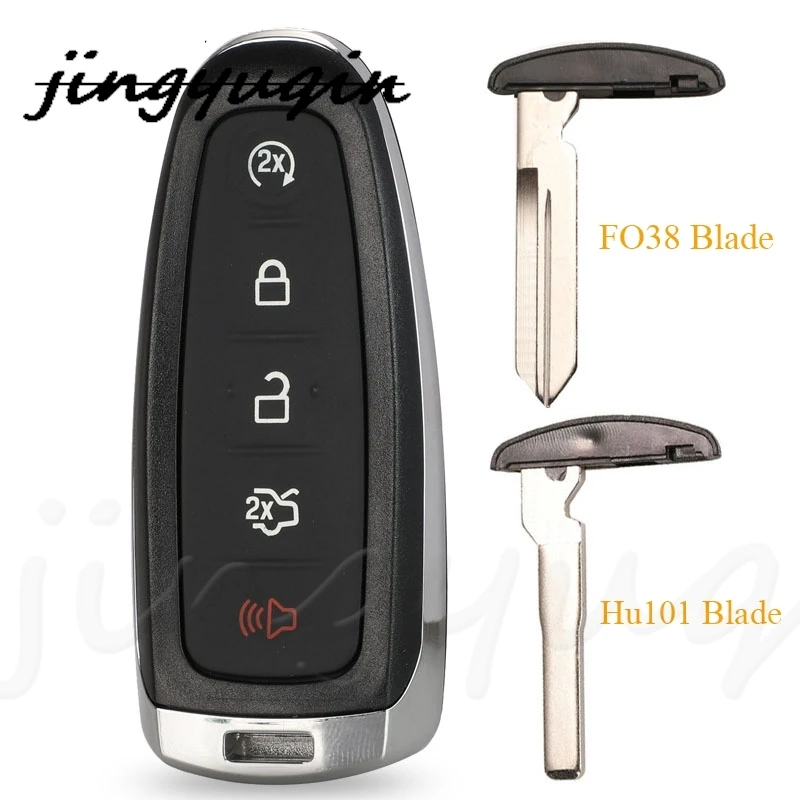 

jingyuqin 10pcs 5 Buttons Replacement Remote Car Key Shell Case Fob For Ford Explorer Edge Escape Flex Taurus with No Chip