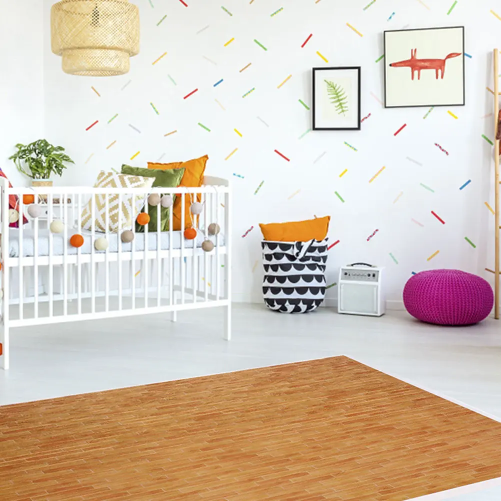 

Mini House Floor Paper Sheet Smooth Lines Miniature Floorboard DIY Floor Sticker for Mini House Decor Accessories