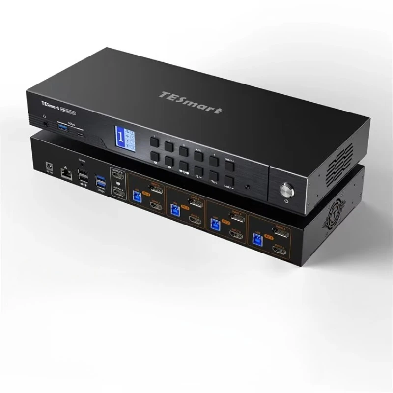 Dual 4K144Hz KVM Switch HDMI 2.1 & DP 1.4 W/ ADI Chip, EDID Control 4 Computers 2 Monitors Multipc Setup for Designers
