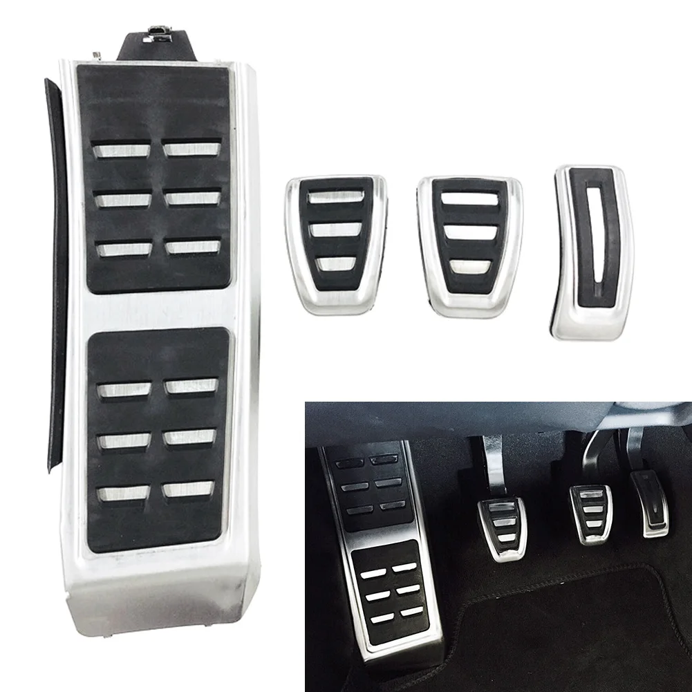 LHD Stainless Steel Car Foot Rest Clutch Pedals Brake Gas Pedals Cover For Audi A4 A5 A6 A7 A8 Q3 Q5 3Pcs/Set