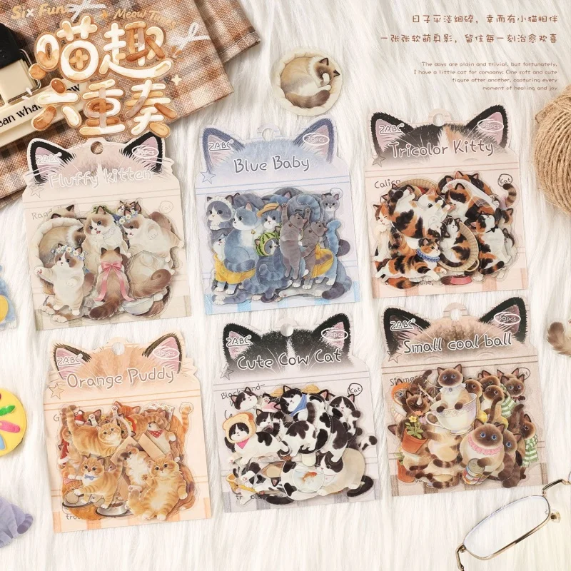 36pack/lot Cartoon Cat Sticker Cute Scrapbooking DIY Diary Decorative Stationery Sticker Album Stick Label