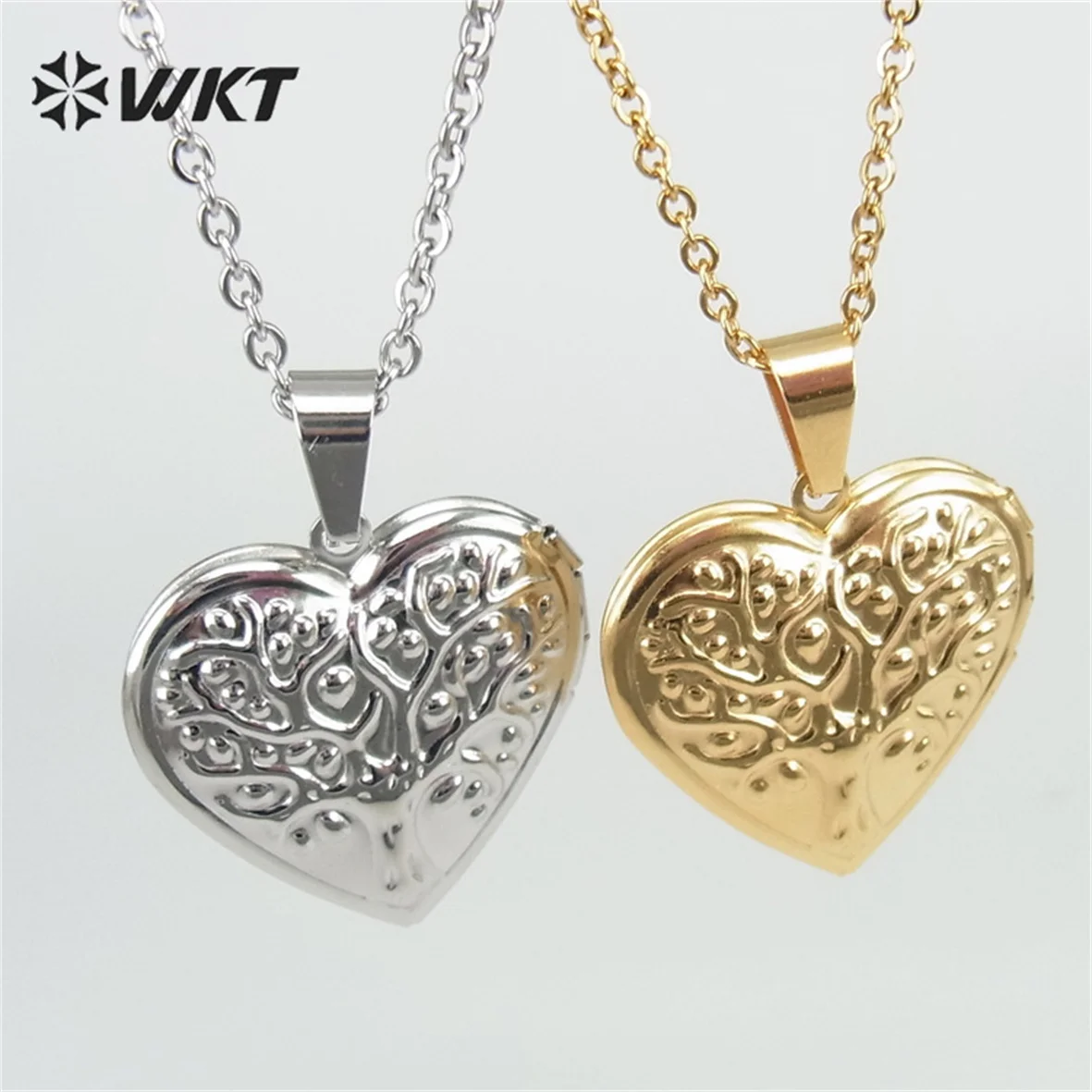 

WT-REN025 WKT Stainless Steel Necklace Heart Tree Pattern Pendant Openable Photo Box Pendant Women's Accessories Jewelry