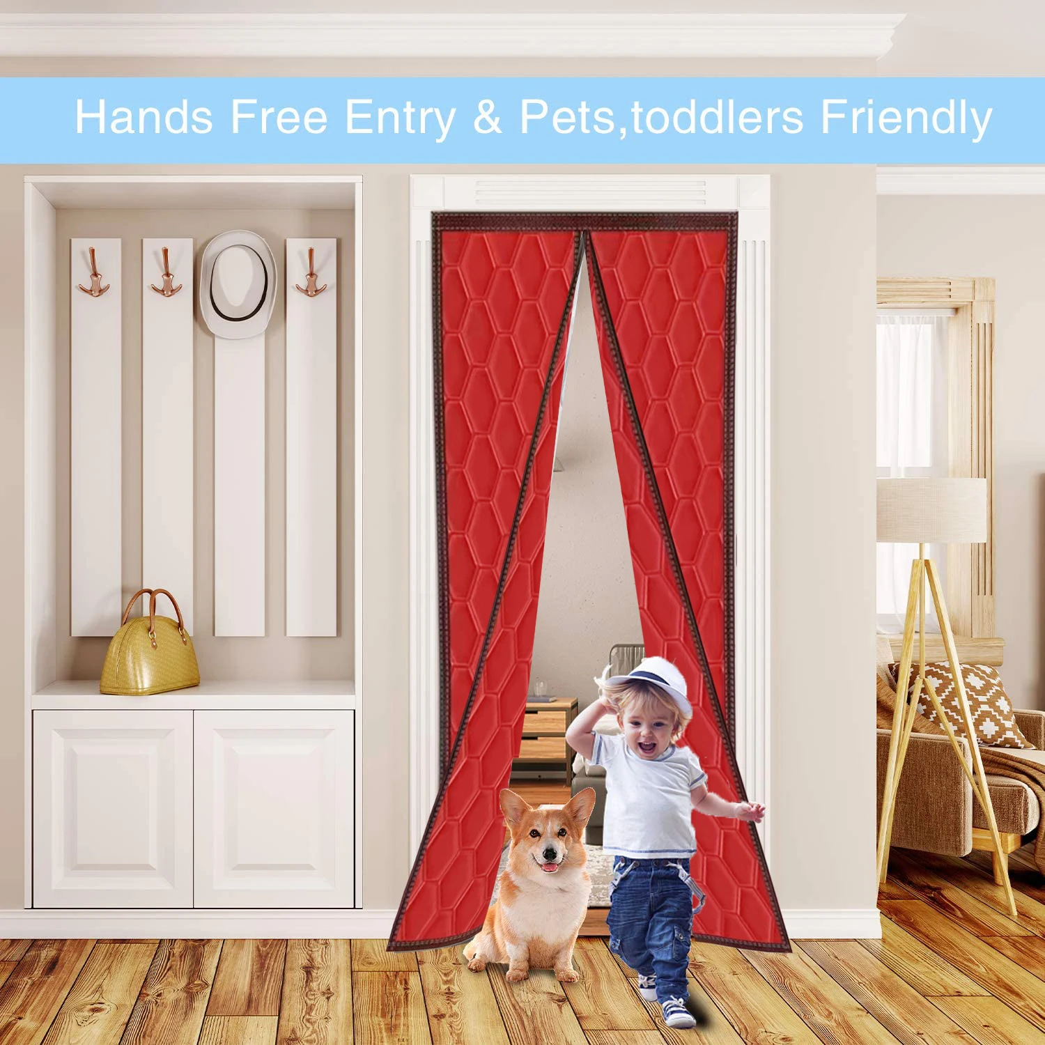 Winter Door Curtains Are Wear-resistant, Thickened, Cold and Windproof, with Red Curtains for Insulation