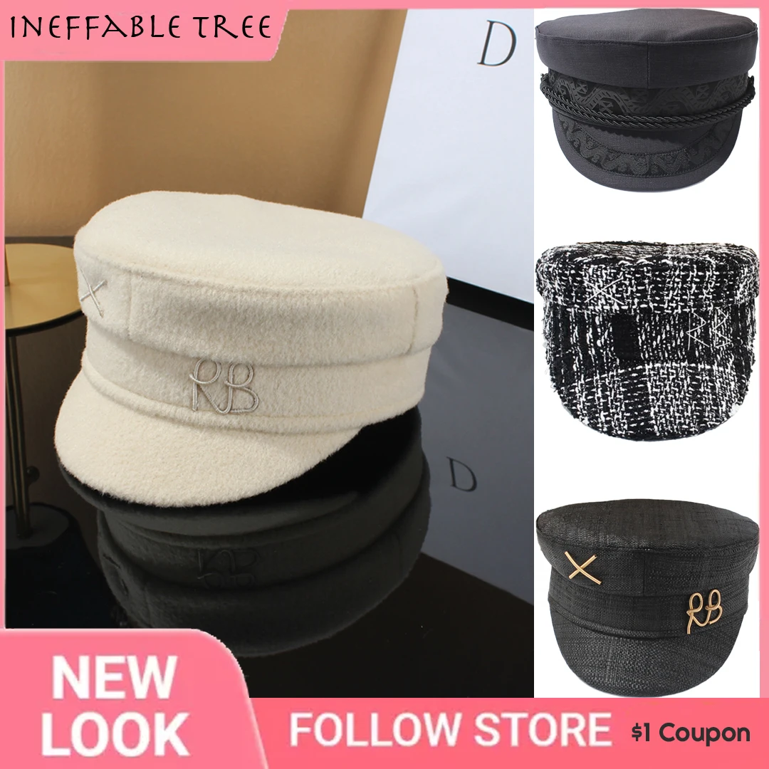 Brand Designer New Winter Embroidery Letter Baker Boy Straw Caps Purple Newsboy Caps Thick Warm Flat Cap Chapeau Homme