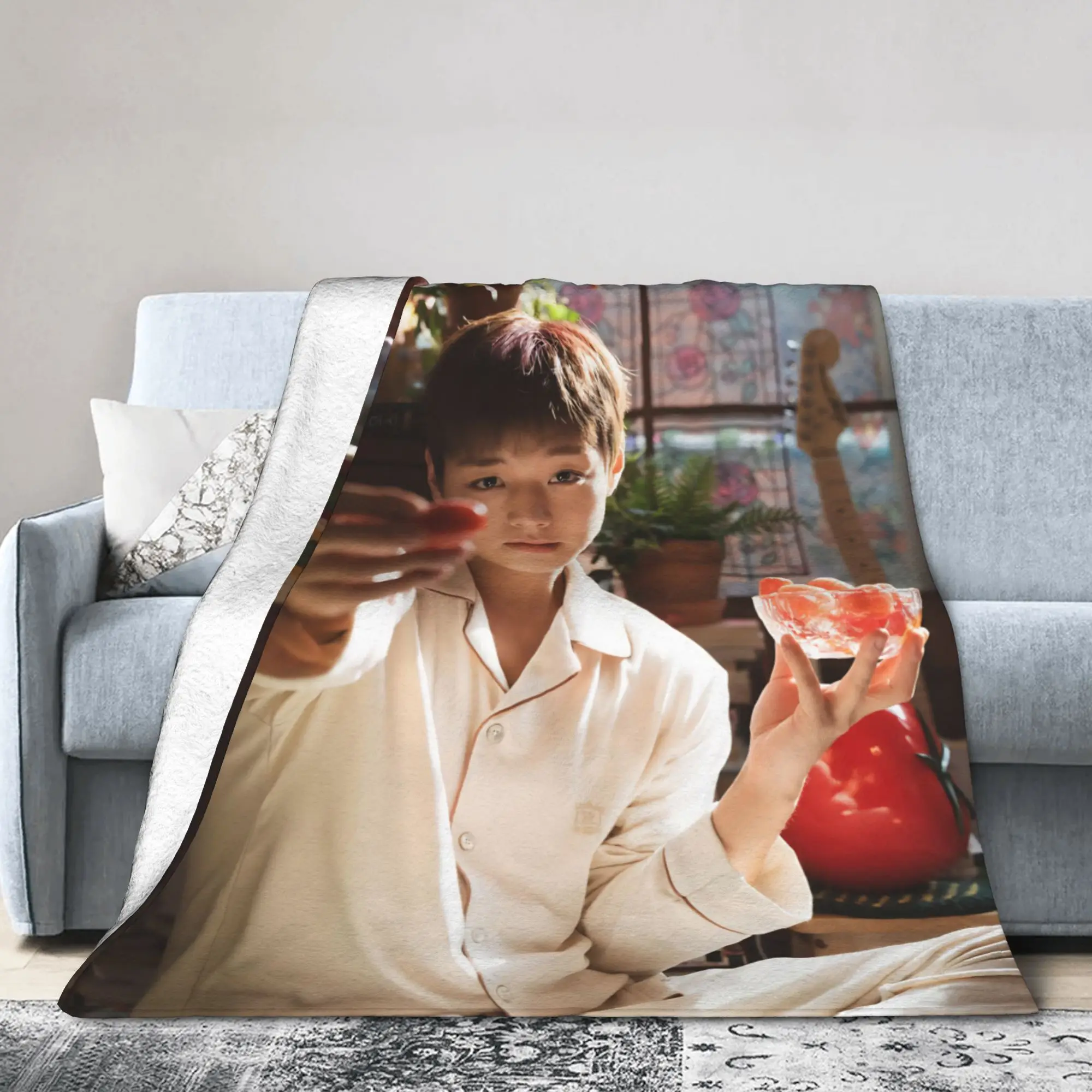 P-Park Ji-hoons Photo  Flannel Blankets Creative Throw Blankets for Home Hotel Sofa  150*125cm Plush Thin Quilt,