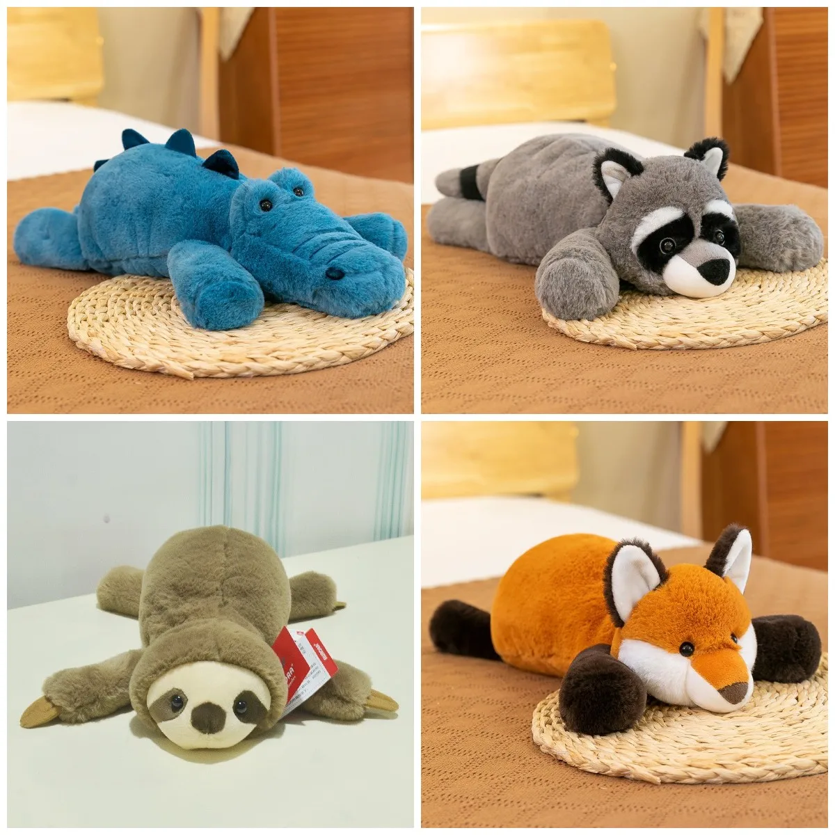 30cm/45cm Papa Bear Plush Raccoon Doll Cute Fox Plushies Dinosaur Crocodile Stuffed Toys Home Sofa Decor Gifts for Children