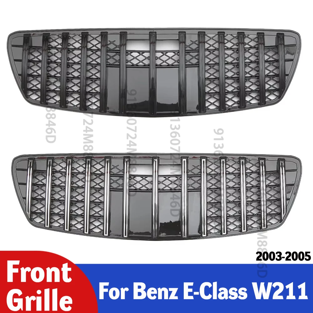 

Black Front Grille For Mercedes E-Class W211 2003-2005 E230 E240 E350 Racing Style Mesh